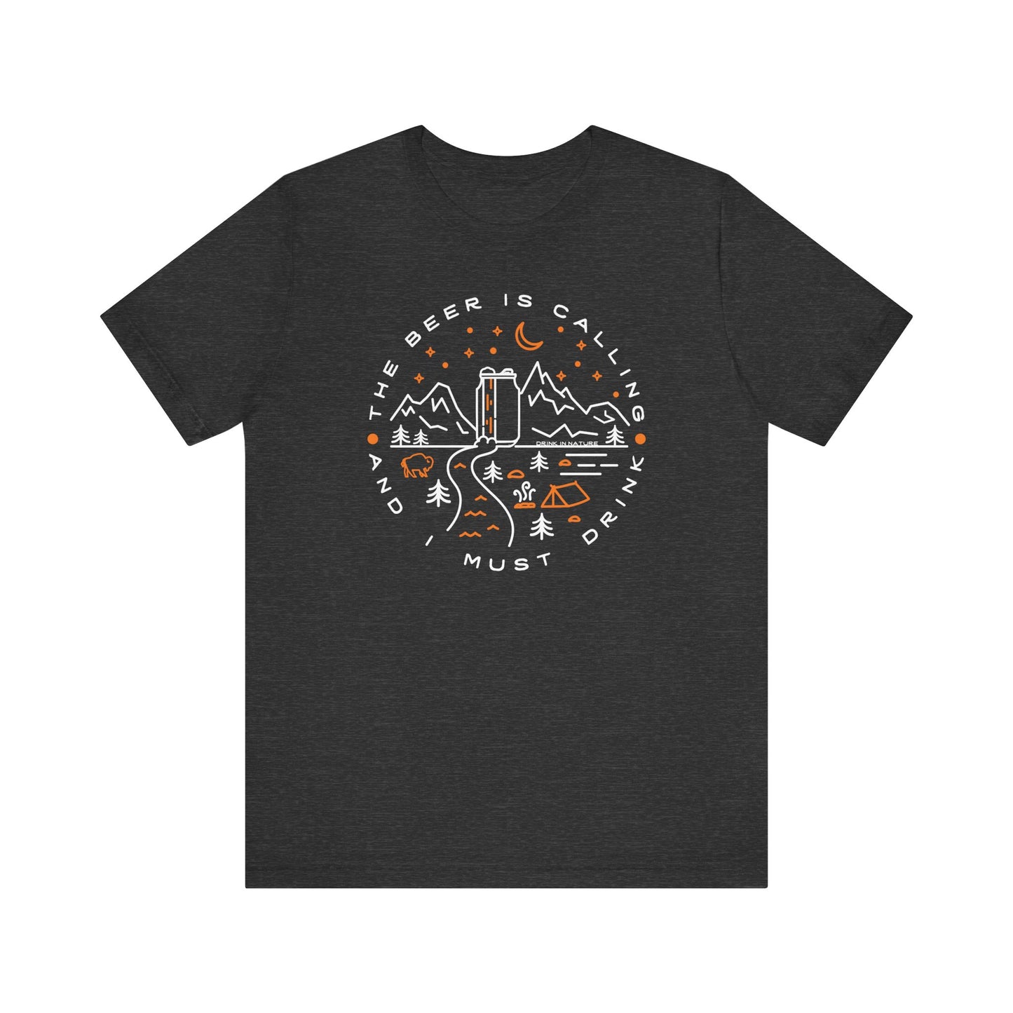 Beer is Calling Unisex Tee, Camping T-Shirt, Casual Wear, Gift for Nature Lovers, Camp-Themed Shirt, Relaxed Fit Tee