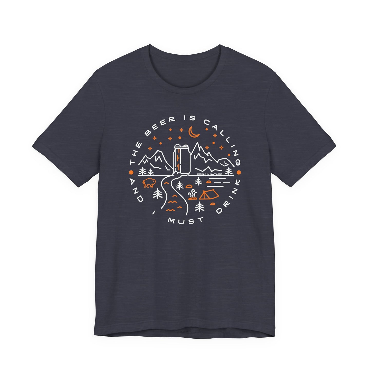 Beer is Calling Unisex Tee, Camping T-Shirt, Casual Wear, Gift for Nature Lovers, Camp-Themed Shirt, Relaxed Fit Tee