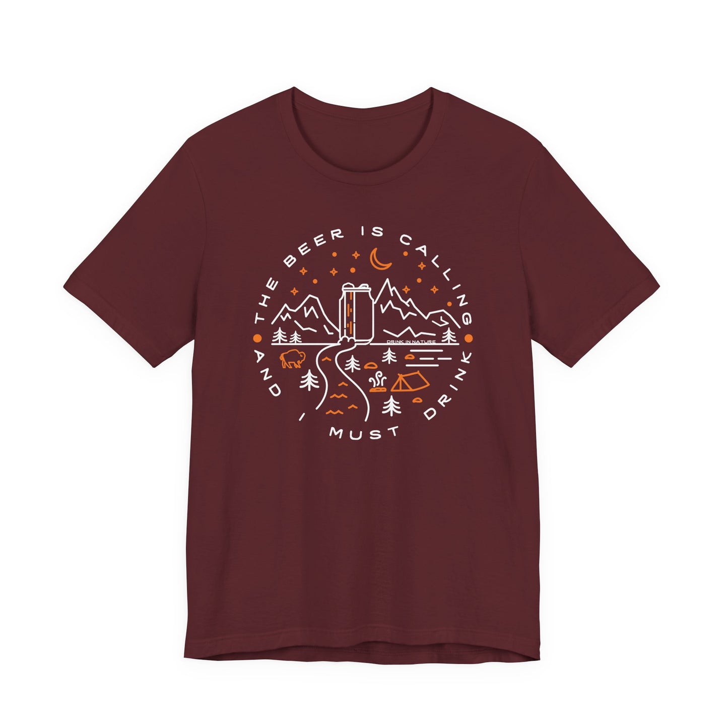 Beer is Calling Unisex Tee, Camping T-Shirt, Casual Wear, Gift for Nature Lovers, Camp-Themed Shirt, Relaxed Fit Tee
