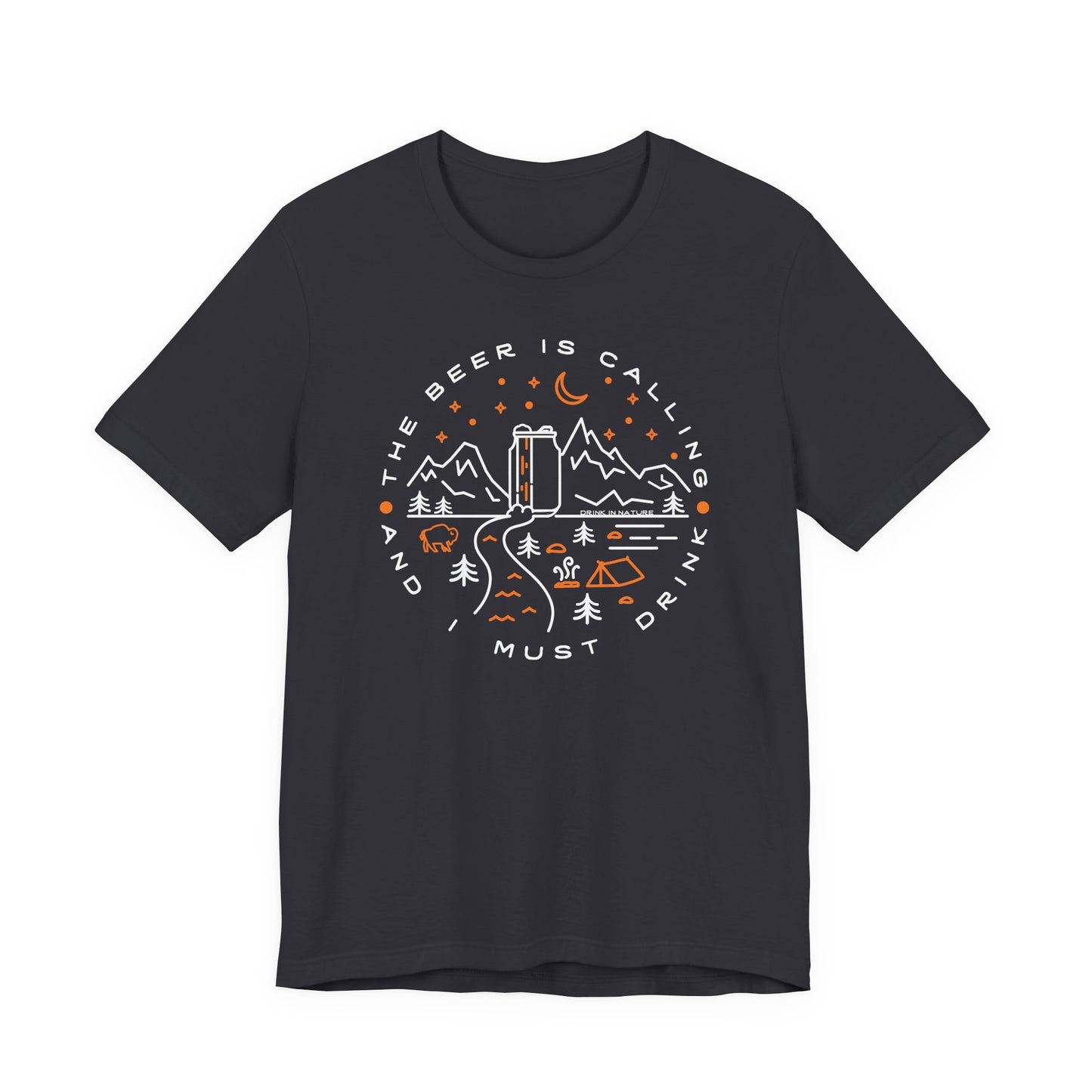 Beer is Calling Unisex Tee, Camping T-Shirt, Casual Wear, Gift for Nature Lovers, Camp-Themed Shirt, Relaxed Fit Tee