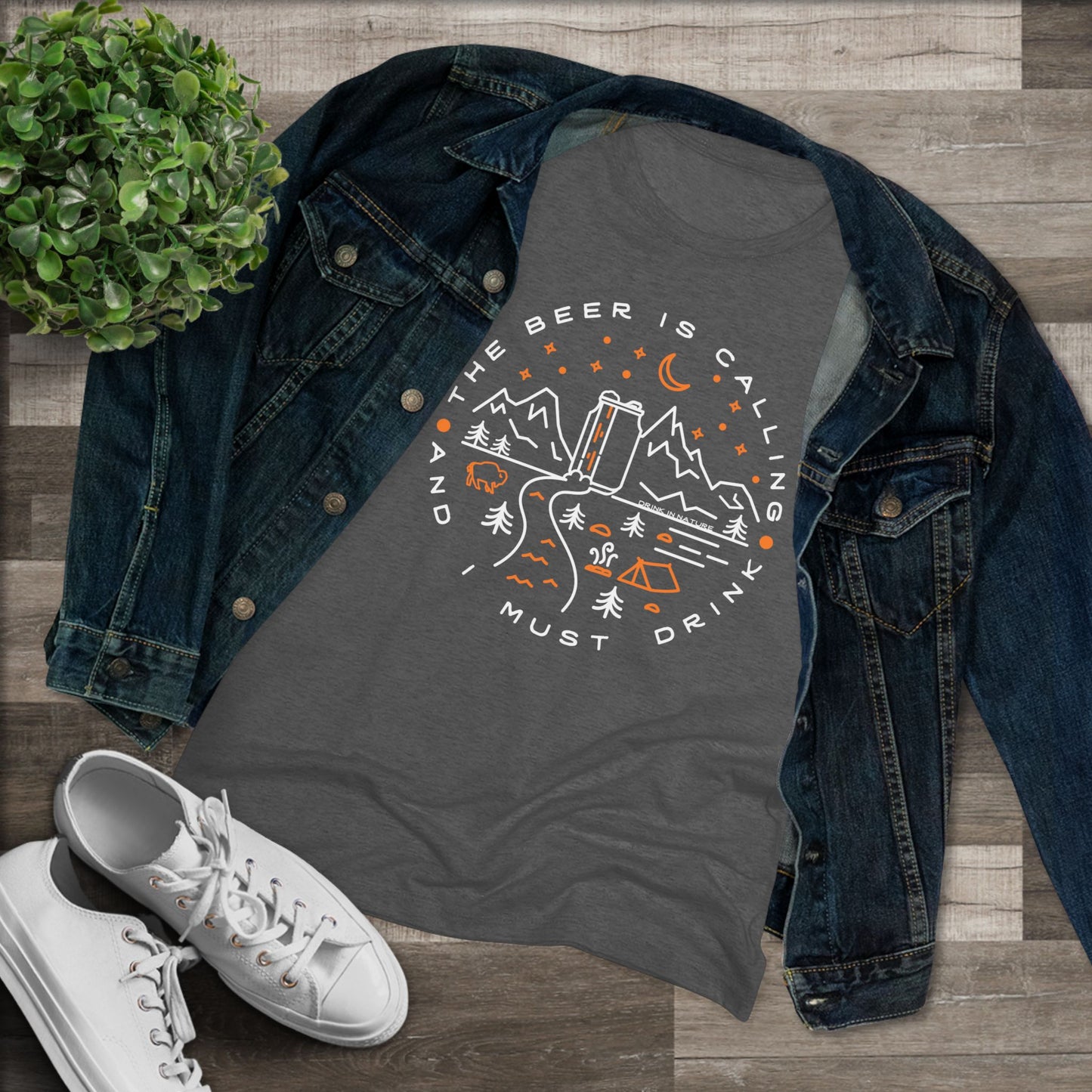 Beer is Calling Women's Triblend Tee | Hiking Shirt, Outdoor T-Shirt, Beer Lover Gift, Summer Top, Camping Apparel