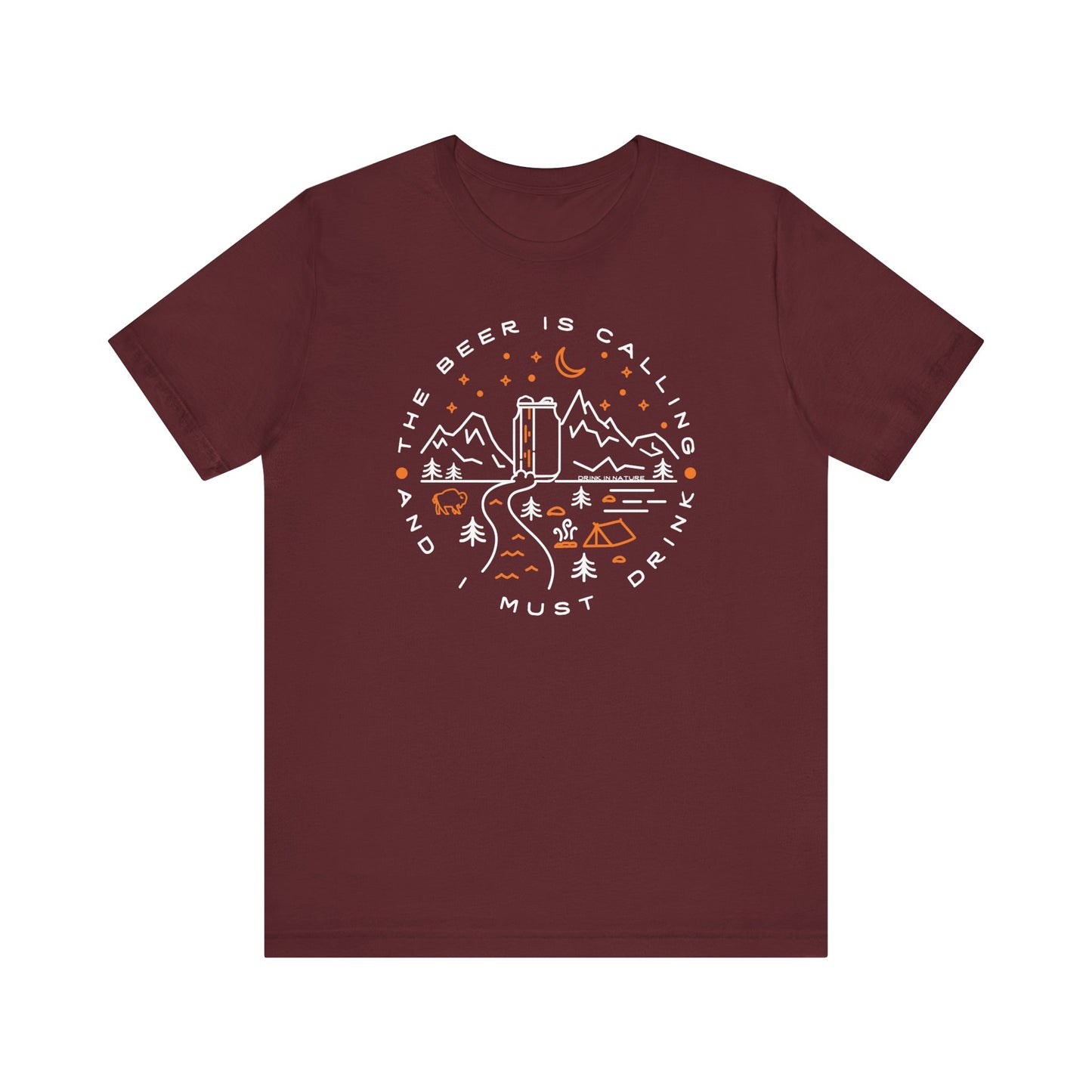 Beer is Calling Unisex Tee, Camping T-Shirt, Casual Wear, Gift for Nature Lovers, Camp-Themed Shirt, Relaxed Fit Tee
