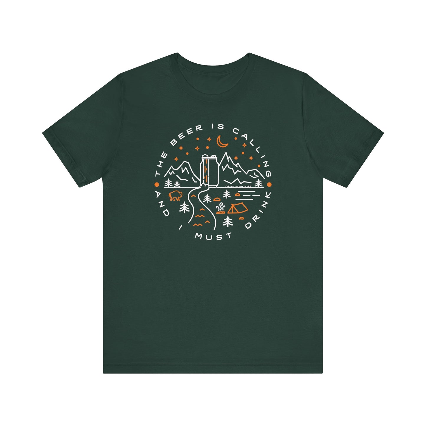 Beer is Calling Unisex Tee, Camping T-Shirt, Casual Wear, Gift for Nature Lovers, Camp-Themed Shirt, Relaxed Fit Tee