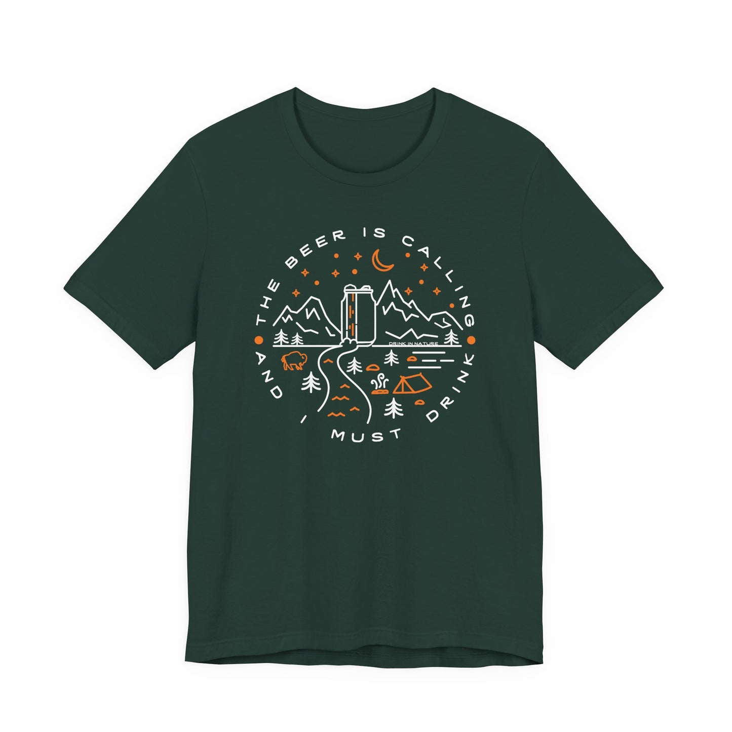 Beer is Calling Unisex Tee, Camping T-Shirt, Casual Wear, Gift for Nature Lovers, Camp-Themed Shirt, Relaxed Fit Tee