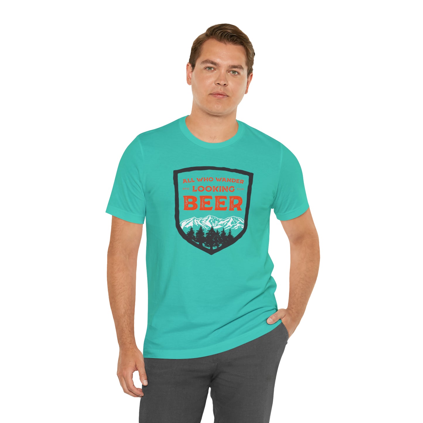 All Who Wander Are Looking For Beer Unisex Jersey Short Sleeve Tee