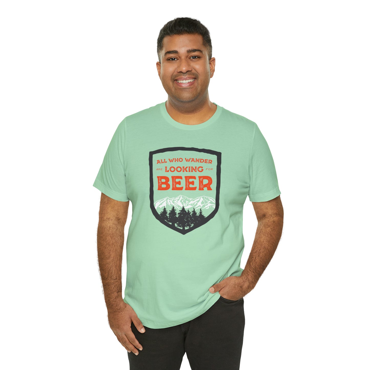 All Who Wander Are Looking For Beer Unisex Jersey Short Sleeve Tee