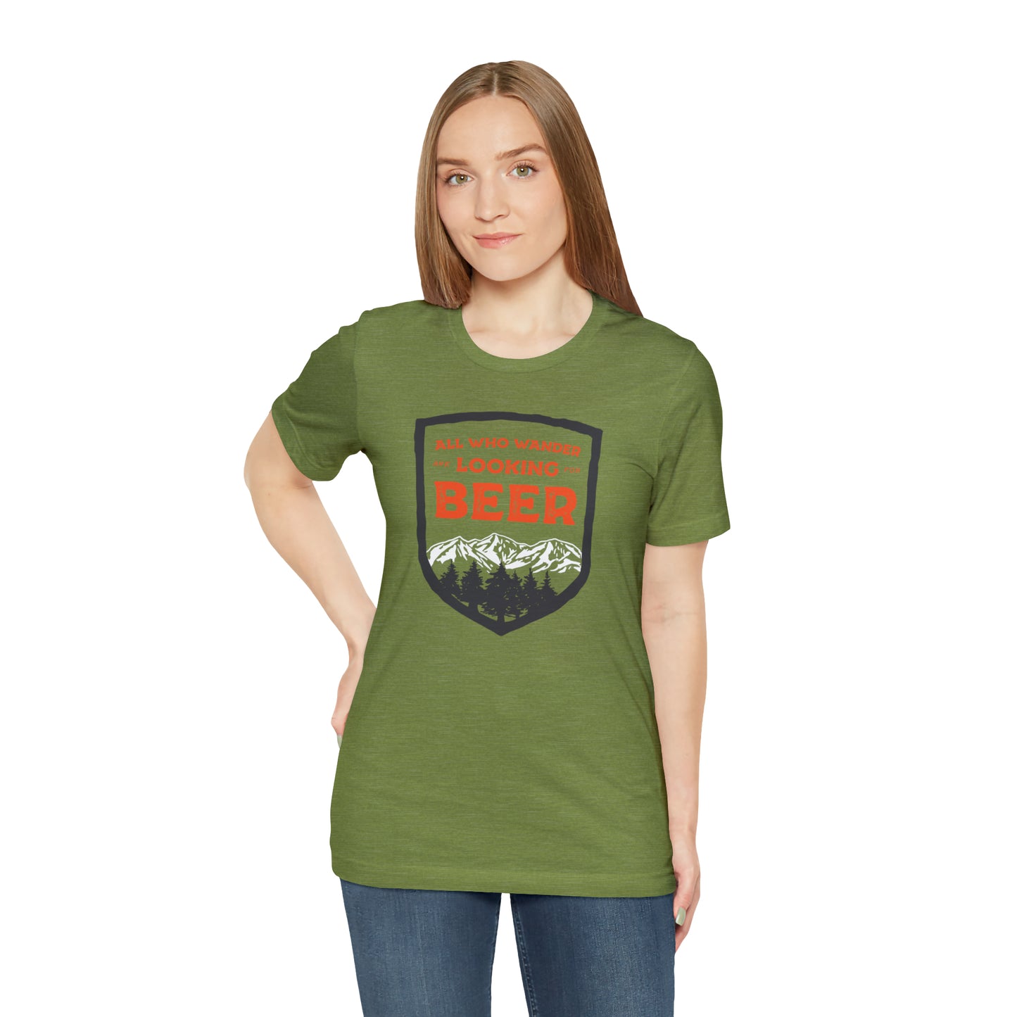 All Who Wander Are Looking For Beer Unisex Jersey Short Sleeve Tee