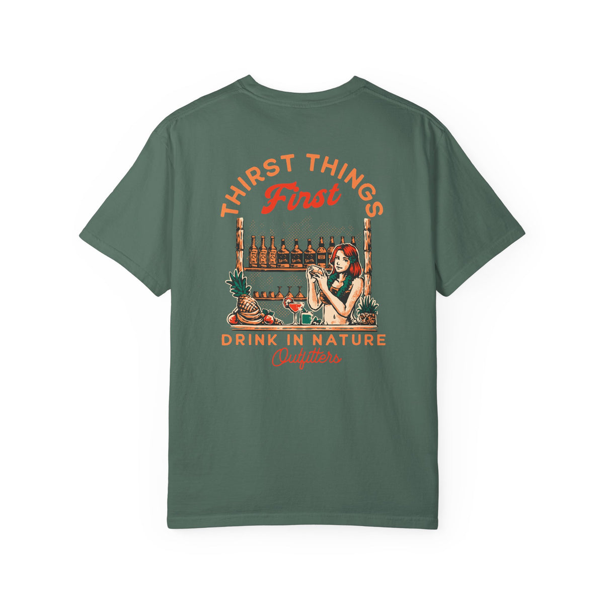 Drink in Nature T-Shirt — "Thirst Things First" Bar Graphic