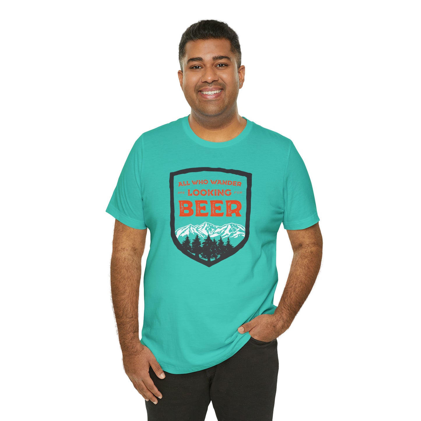 All Who Wander Are Looking For Beer Unisex Jersey Short Sleeve Tee