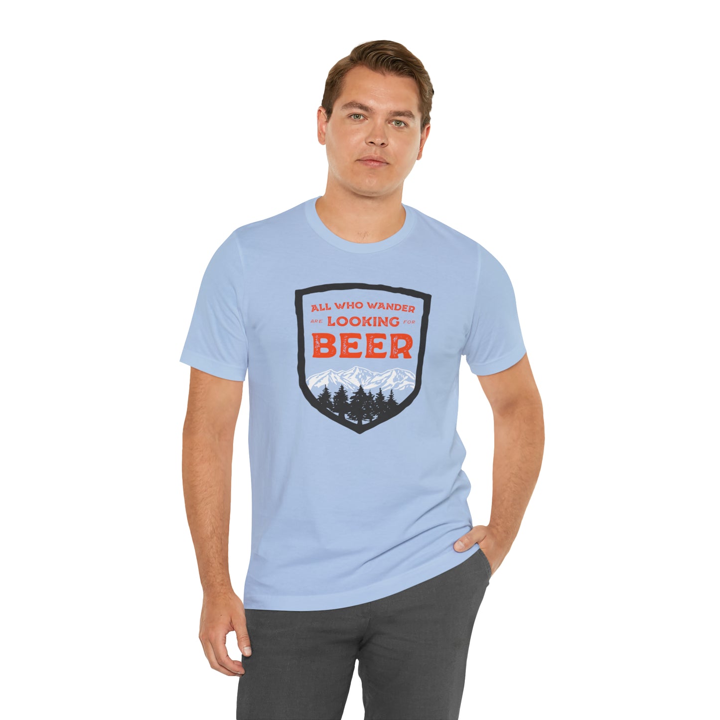 All Who Wander Are Looking For Beer Unisex Jersey Short Sleeve Tee