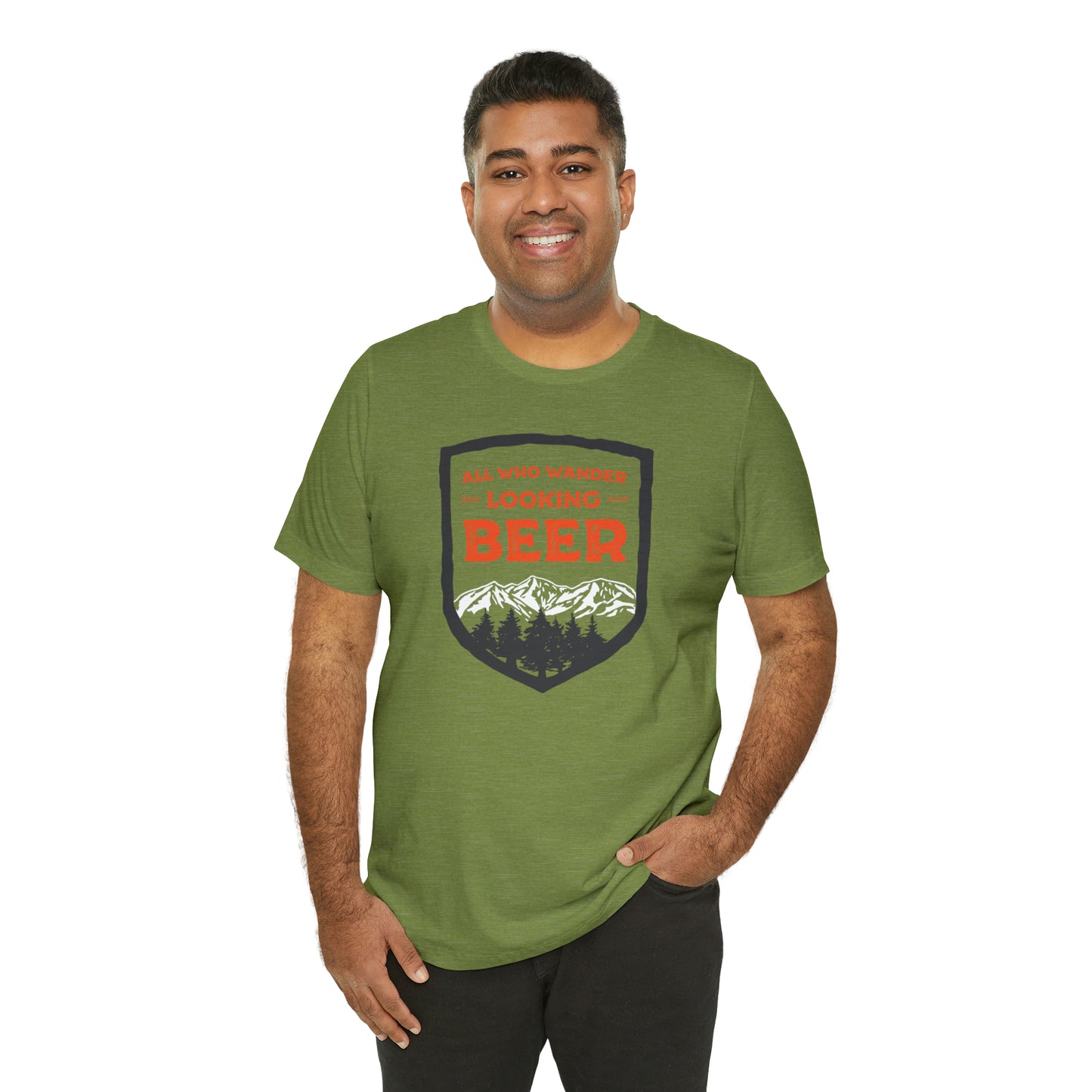 All Who Wander Are Looking For Beer Unisex Jersey Short Sleeve Tee