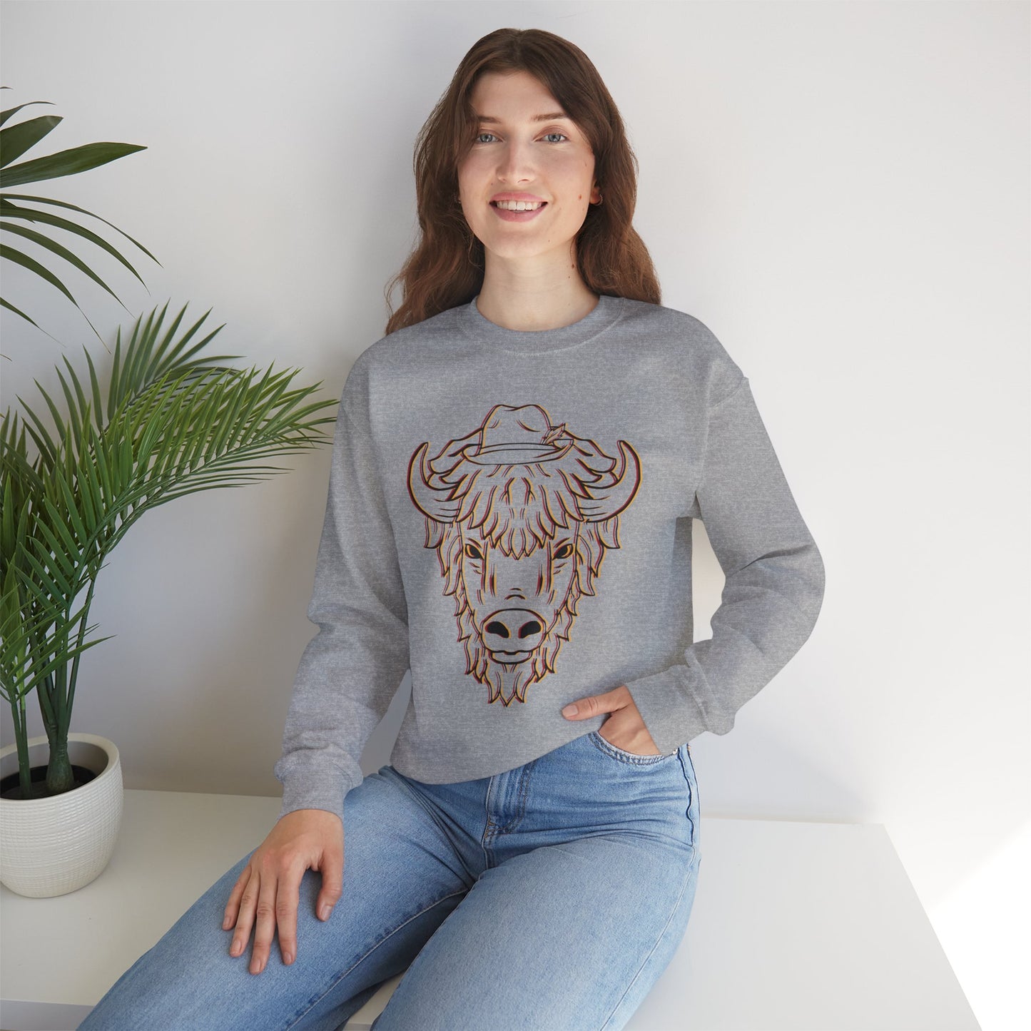 Buffalo Sketch Crewneck Sweatshirt — Rustic Bison