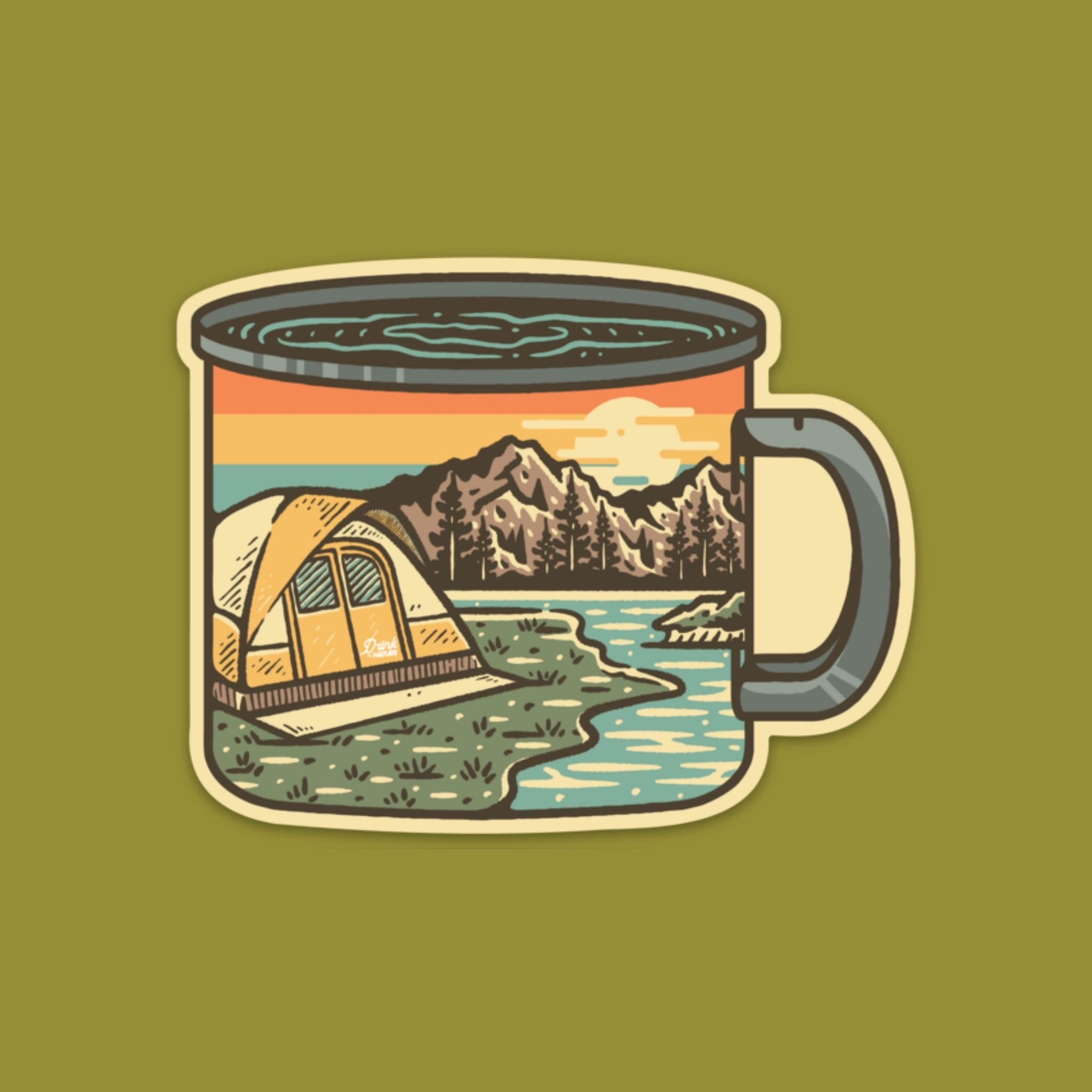 Coffee Mug Camping in Nature Scene