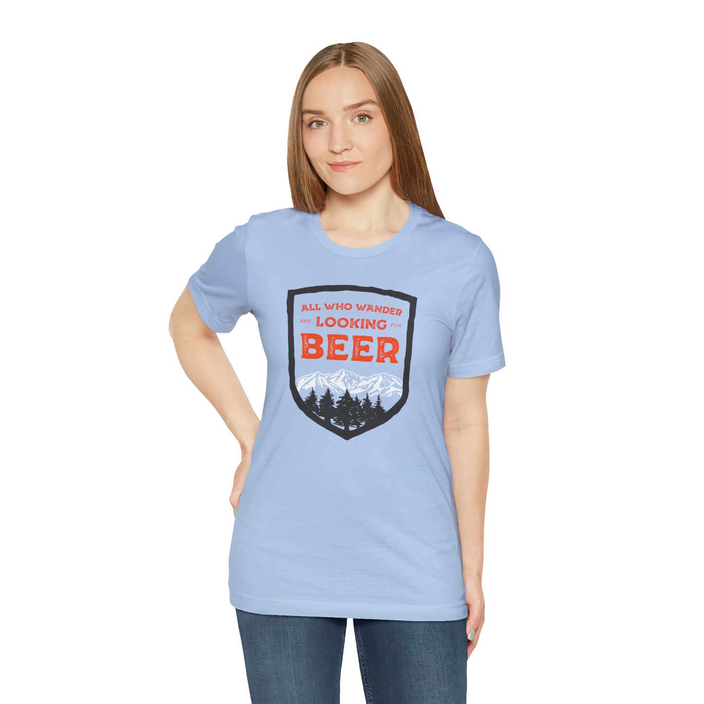 All Who Wander Are Looking For Beer Unisex Jersey Short Sleeve Tee