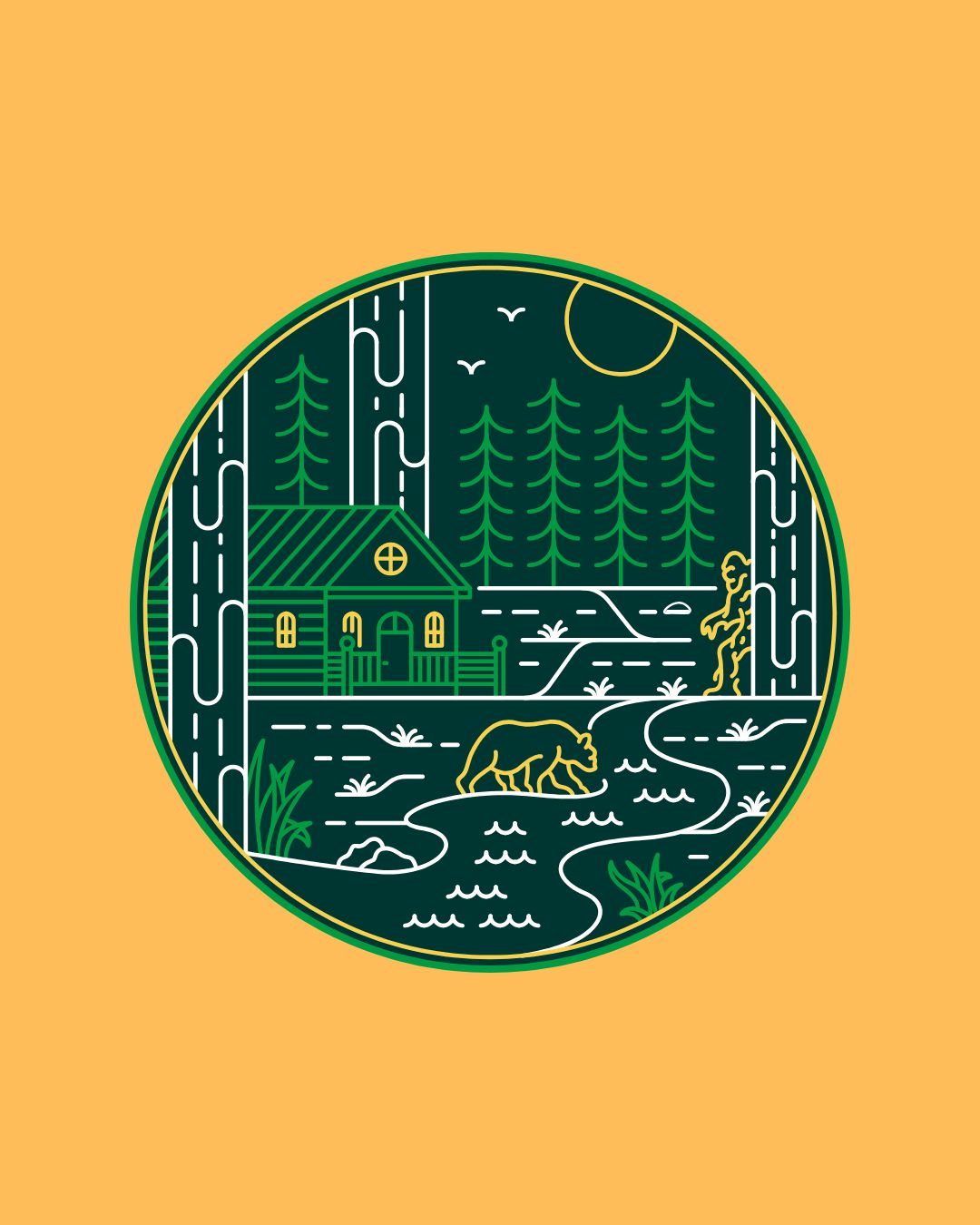Sasquatch Cabin Circle Sticker