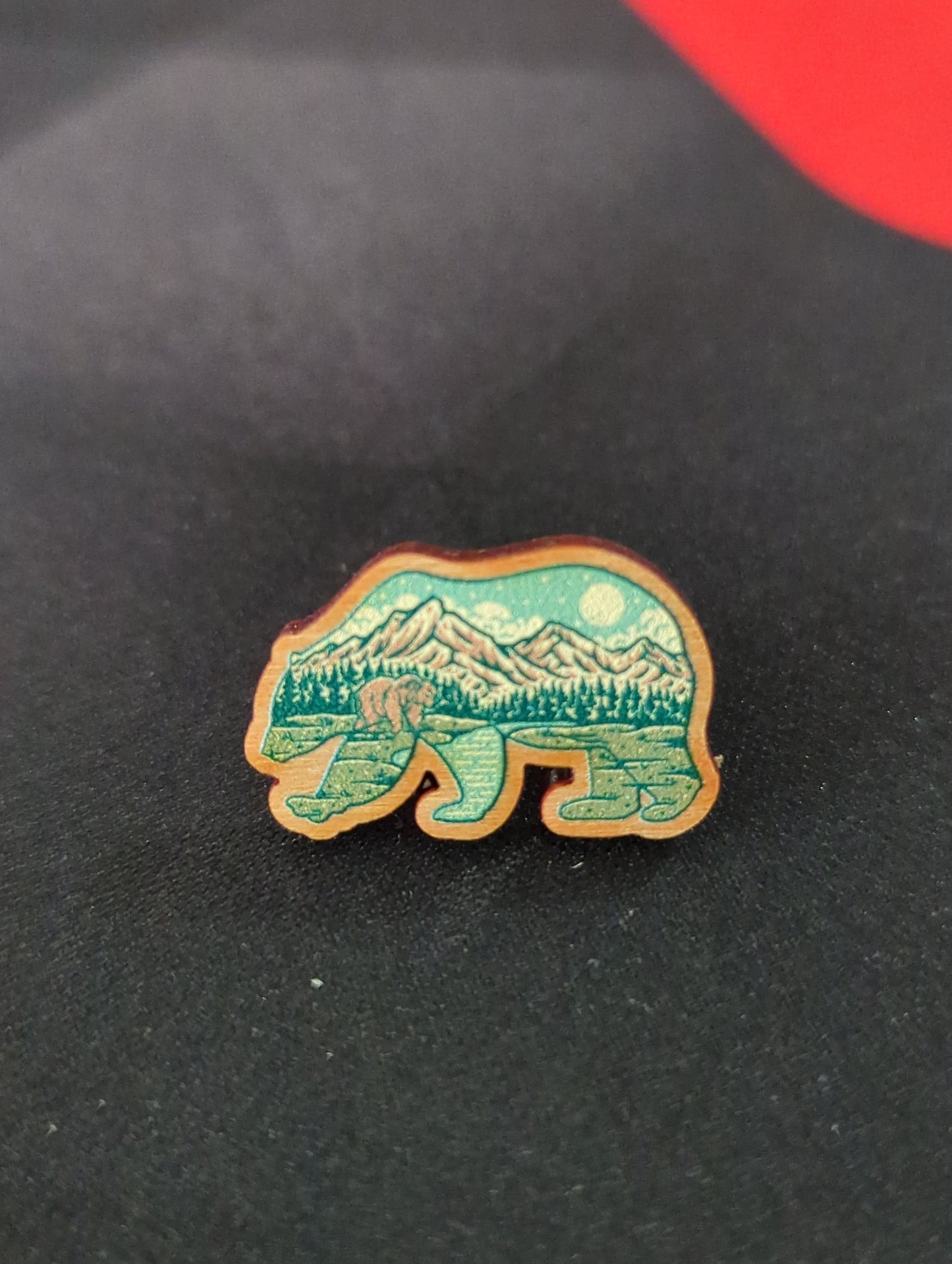 Bear in Nature Wooden Pin